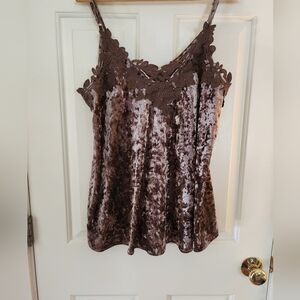 Oddy Crushed Velvet Tank Brown Large Witchy Boho Fairy Whimsigoth